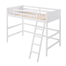 Solid Wood Twin Size Loft Bed with Ladder(White)(OLD SKU: WF191903AAK)