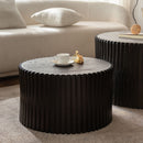 Cylindrical Coffee Table With Vertical Texture Relief