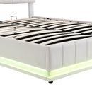 Upholstered Bed With Hydraulic Storage System And LED Light, With Sockets And USB Ports