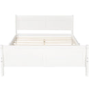 Full Size Wood Platform Bed with Headboard and Wooden Slat Support (White)