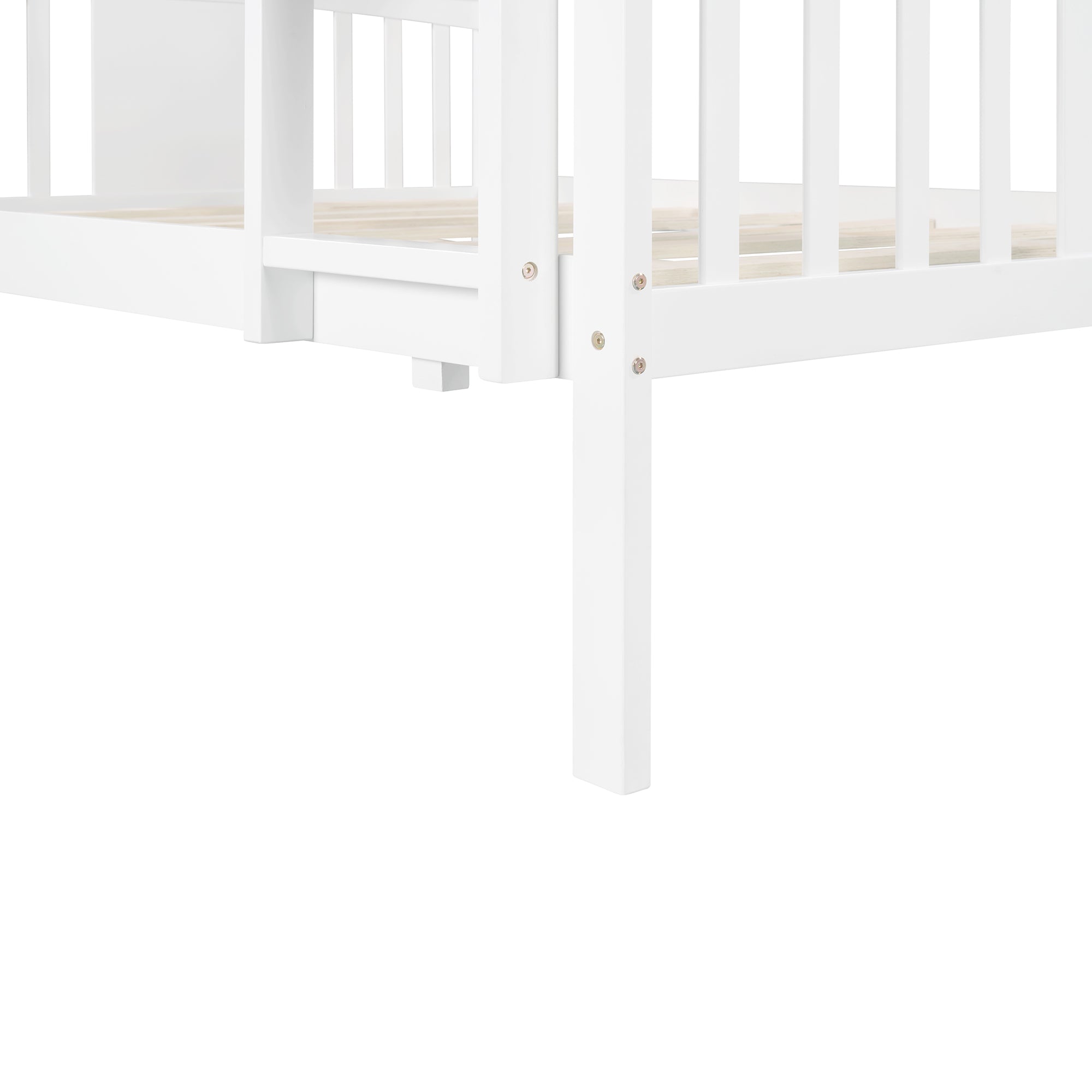 Full over Full Bunk Bed with Ladder for Bedroom, Guest Room Furniture-White(OLD SKU :LP000203AAK)