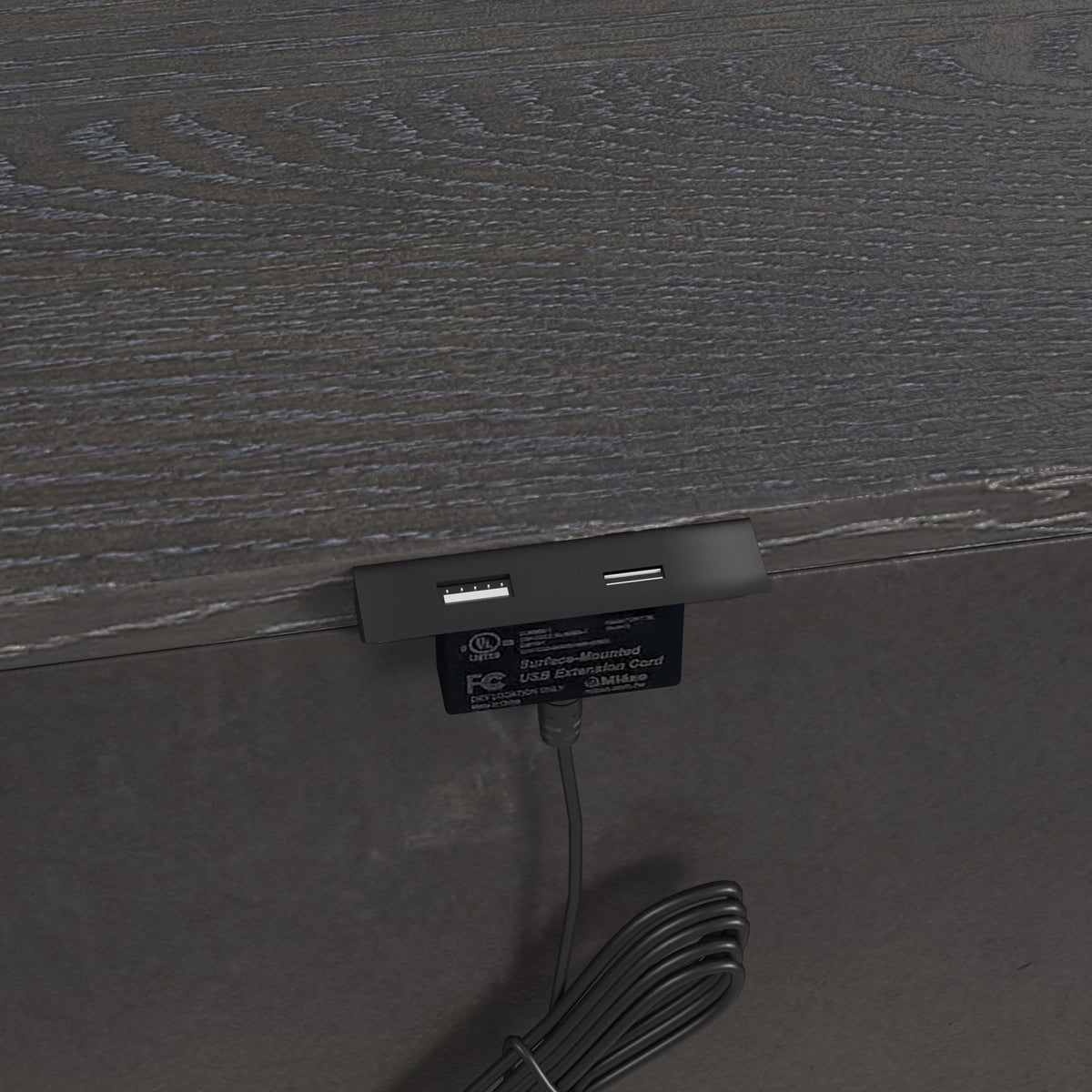 Hampton Kids 2-Drawer Nightstand With Usb in Black by Elements International, view 4