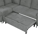 Versatile L Shaped Sofa Bed With Storage, Cup Holders, USB Ports Chenille