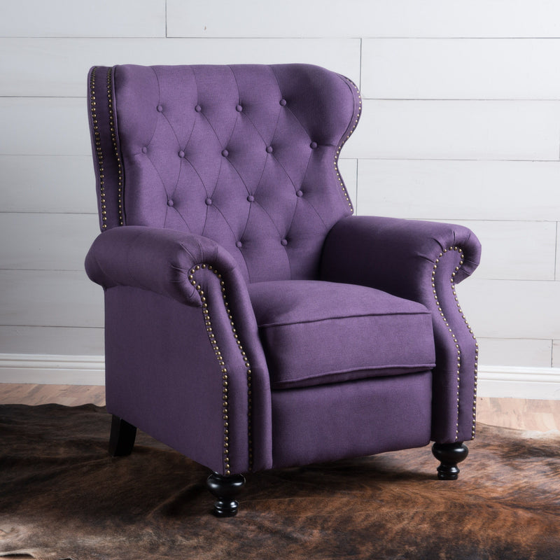 Accented Push Back Recliner Chair With Rolled Arms, Enjoy Cocooning Comfort