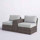 2 Person Wicker Conversation Set With Cushions, Weather Resistant