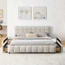 Modern Platform Bed Frame With Thick Chenille Fabric
