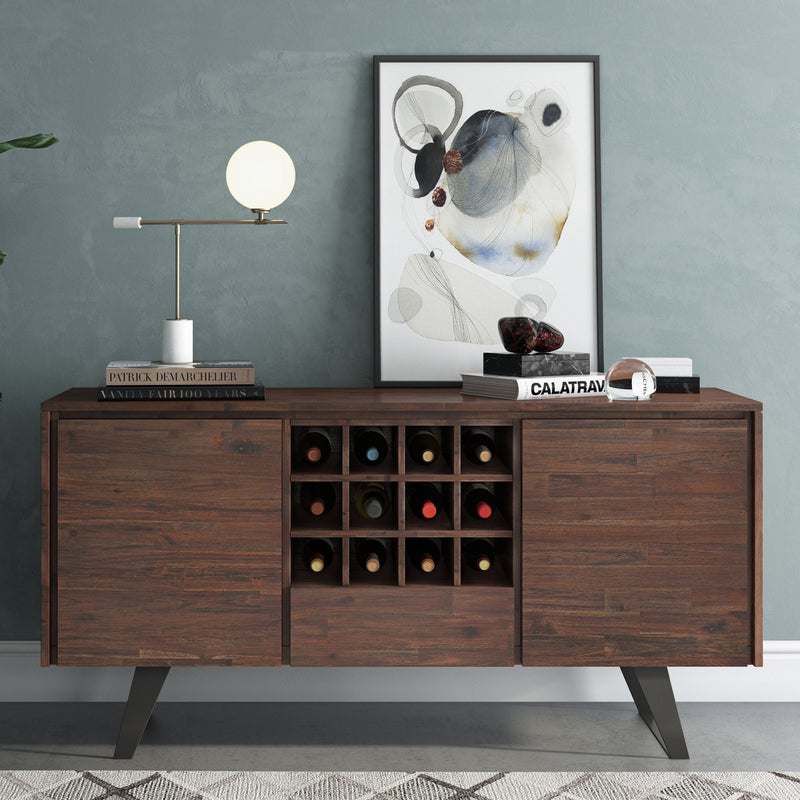 Lowry - Sideboard Buffet with Wine Rack - Distressed Charcoal Brown