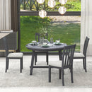 5 Piece Wood Dining Table Set With Extendable Round Table And 4 Chairs