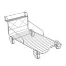 Twin Size Metal Car Bed with Four Wheels, Guardrails and  X-Shaped Frame Shelf, Silver(Old SKU: MF297599AAN)