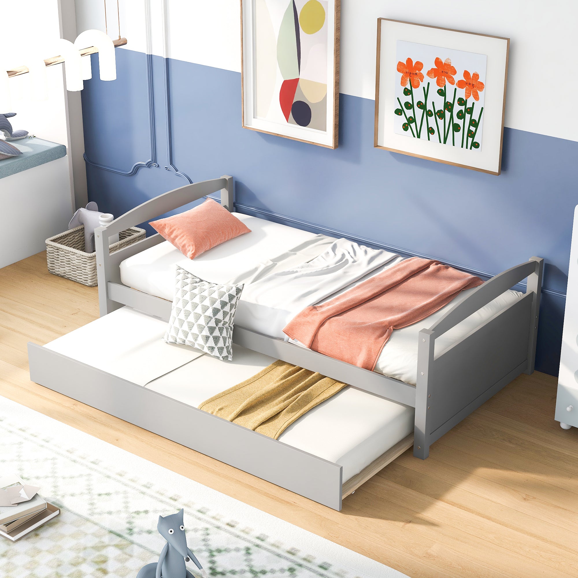 Twin Size Daybed with Trundle, Gray - Atlantic Fine Furniture Melbourne FL