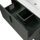 Bathroom Vanity With Ceramic Sink, Fluted Design