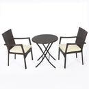 3 Piece Bistro Set With Water Resistant Cushions And 2 Chairs - Brown Multi