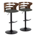 Cosi - Mid Century Modern Adjustable Barstool With Swivel With Rounded T Footrest (Set of 2)