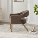 Upholstered Open Back Armchair With Weathered Rubberwood Legs