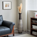 Tall Standing Designer Floor Vase Durable Artificial Rattan Elegant 2 Tone Finish Ideal Decor Accent For Living Room, Bedroom, Entryway Stylish Home Decor Statement Piece - Black / Gray