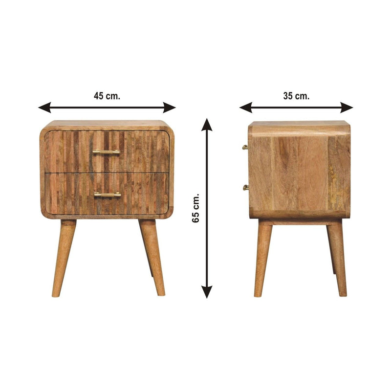 T Bar Ridged Nightstand - Oak