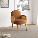 Accent Chair With Rattan Armrests And Wooden Legs Velvet For Living Room