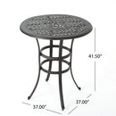 Traditional Style Cast Aluminum Bar Table With Lattice Design And Umbrella Holder - Bronze