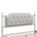 Traditional Style Solid Bed Frame With Upholstered Tufted Headboard, No Box Spring Needed