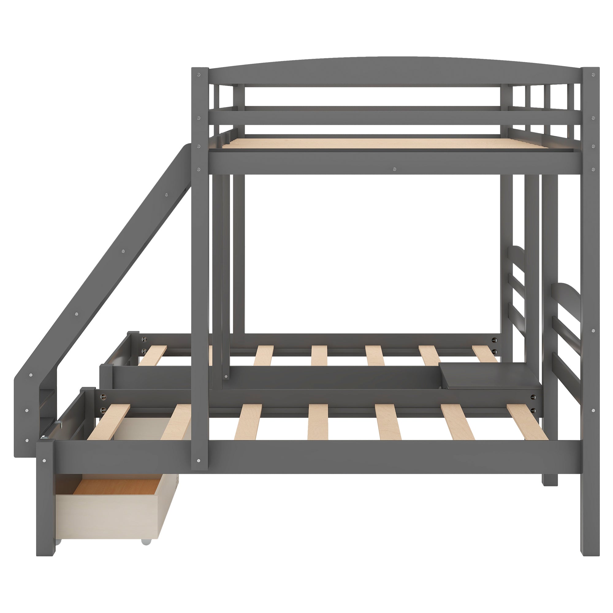 Full over Twin & Twin Bunk Bed,Triple Bunk Bed with Drawers, Gray - Atlantic Fine Furniture Melbourne FL