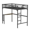 Twin Metal Loft Bed With Desk, Ladder And Guardrails, Bookdesk Under Bed - Black