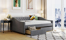 Upholstered Daybed With Two Drawers, Wood Slat Support