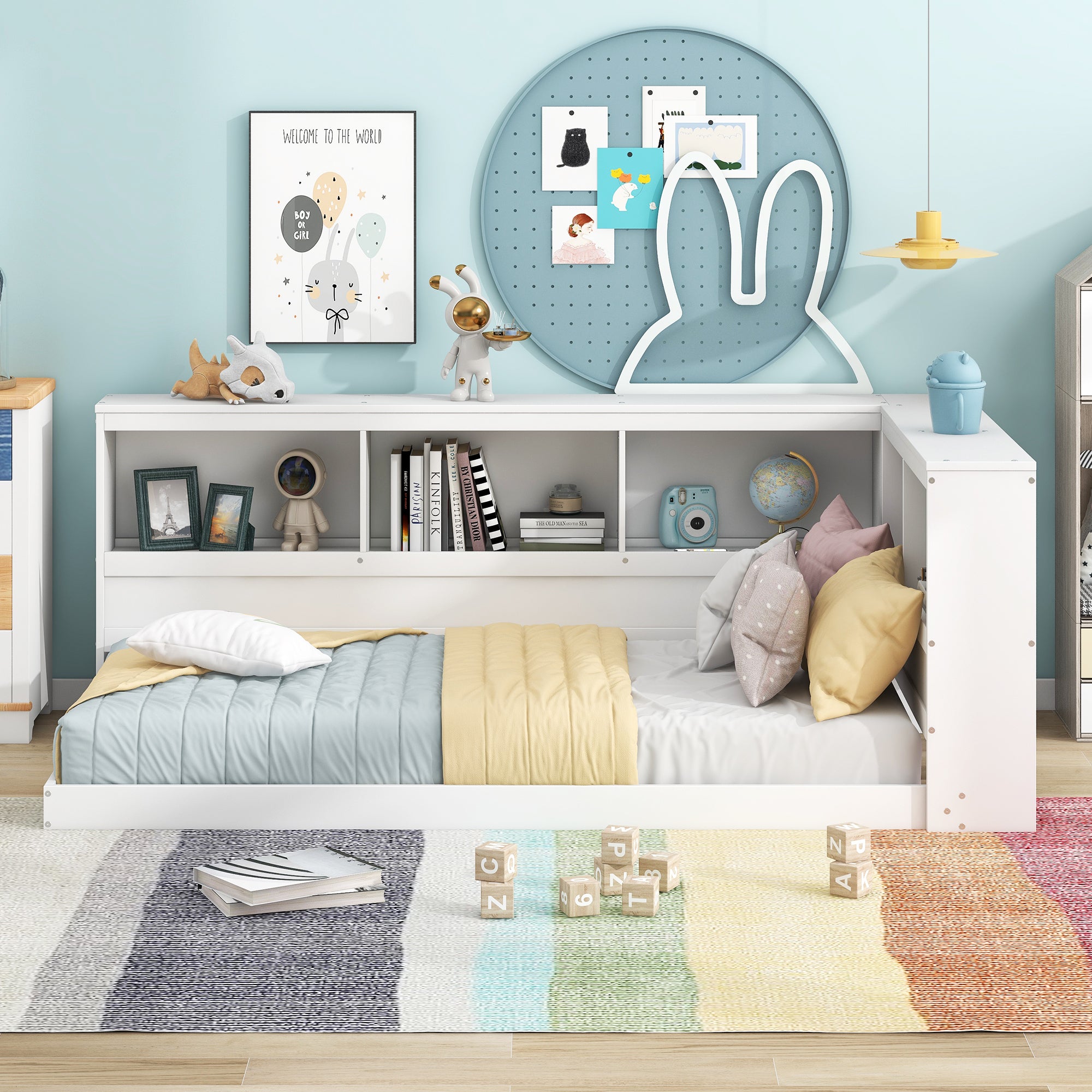 Wood Twin Size Daybed with Storage Cabinets and USB Ports, White - Atlantic Fine Furniture Melbourne FL