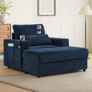 Modern Style Armchair Chaise Lounge Sofa Couch With Movable Storage Ottoman, USB Ports, Cup Holders, Phone Holder, Side Pockets