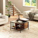 Lift Top Coffee Table With Storage, Adjustable Height Living Room - Black / Brown