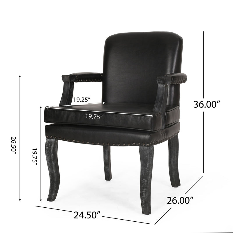 French Country Style Dining Chair With Nailhead Trim