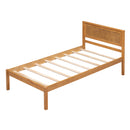 Platform Bed Frame with Headboard , Wood Slat Support , No Box Spring Needed ,Twin,Oak