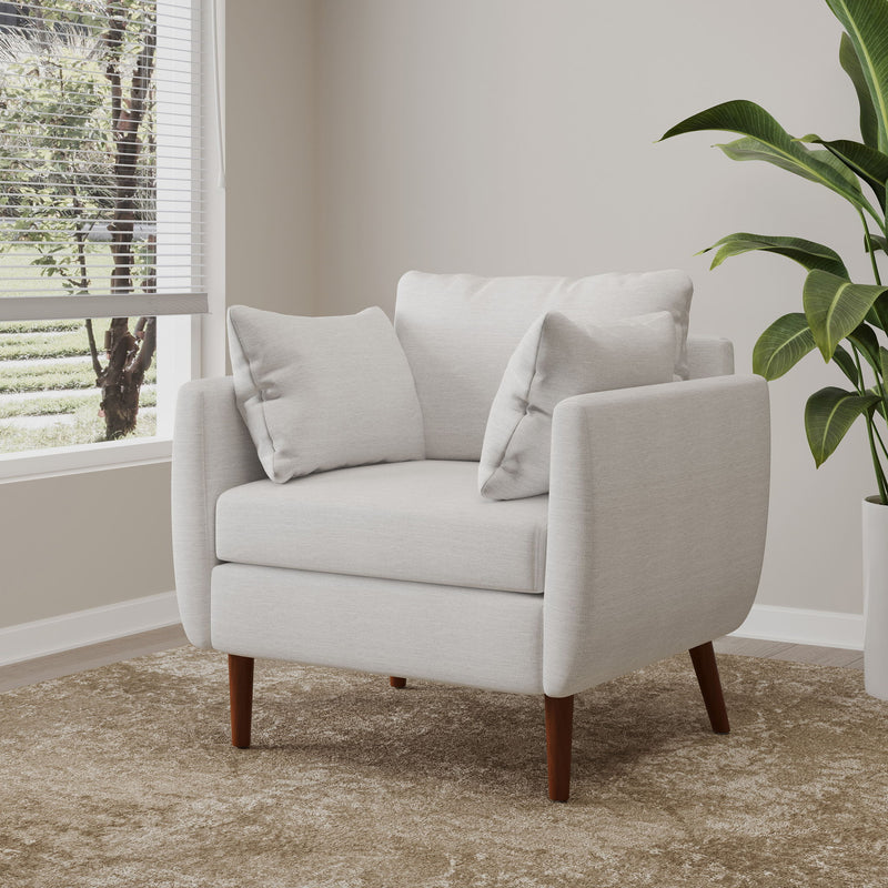 Luminate - Upholstered Fabric Club Chair With Tapered Legs And 2 Accent Pillows