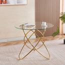 Metal Leg Dining Table With Tempered Glass Top