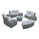 10 Piece Outdoor Sectional Half Round Patio Rattan Sofa Set