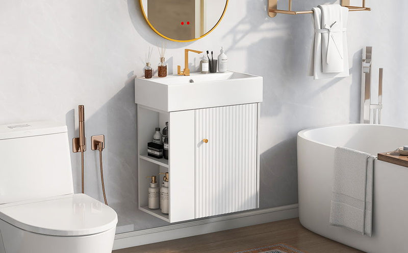 Modern Floating Bathroom Vanity With Ceramic Basin Perfect For Small Bathrooms