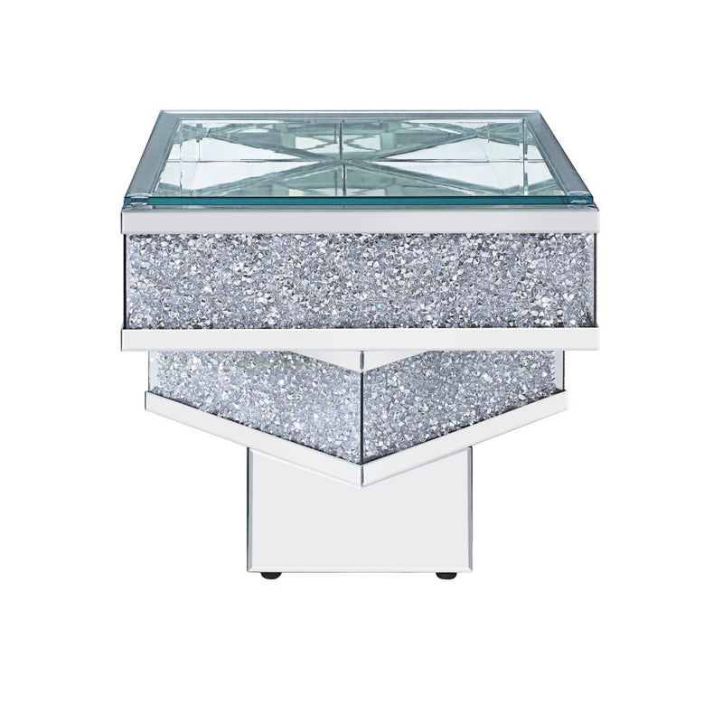 Noralie - 24" X 24" End Table - Mirrored & Faux Diamonds
