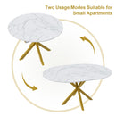 Round Dining Table With Extendable Blades, X Base