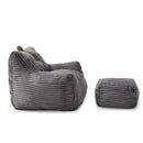 Giant Plush Bean Bag Chair With Armrests And Footstool