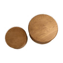 Vintage Fashion Style Cylindrical Nesting Coffee Table Set With Vertical Textured Embossed Design - Natural