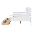 Daybed, Wood Slat Support, With Bedside Shelves And Two Drawers