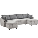 Sectional Sofa Bed With Pull Out Sleeper, USB Ports, Cup Holders