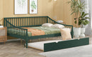 Full Size Daybed with Trundle and Support Legs, Green