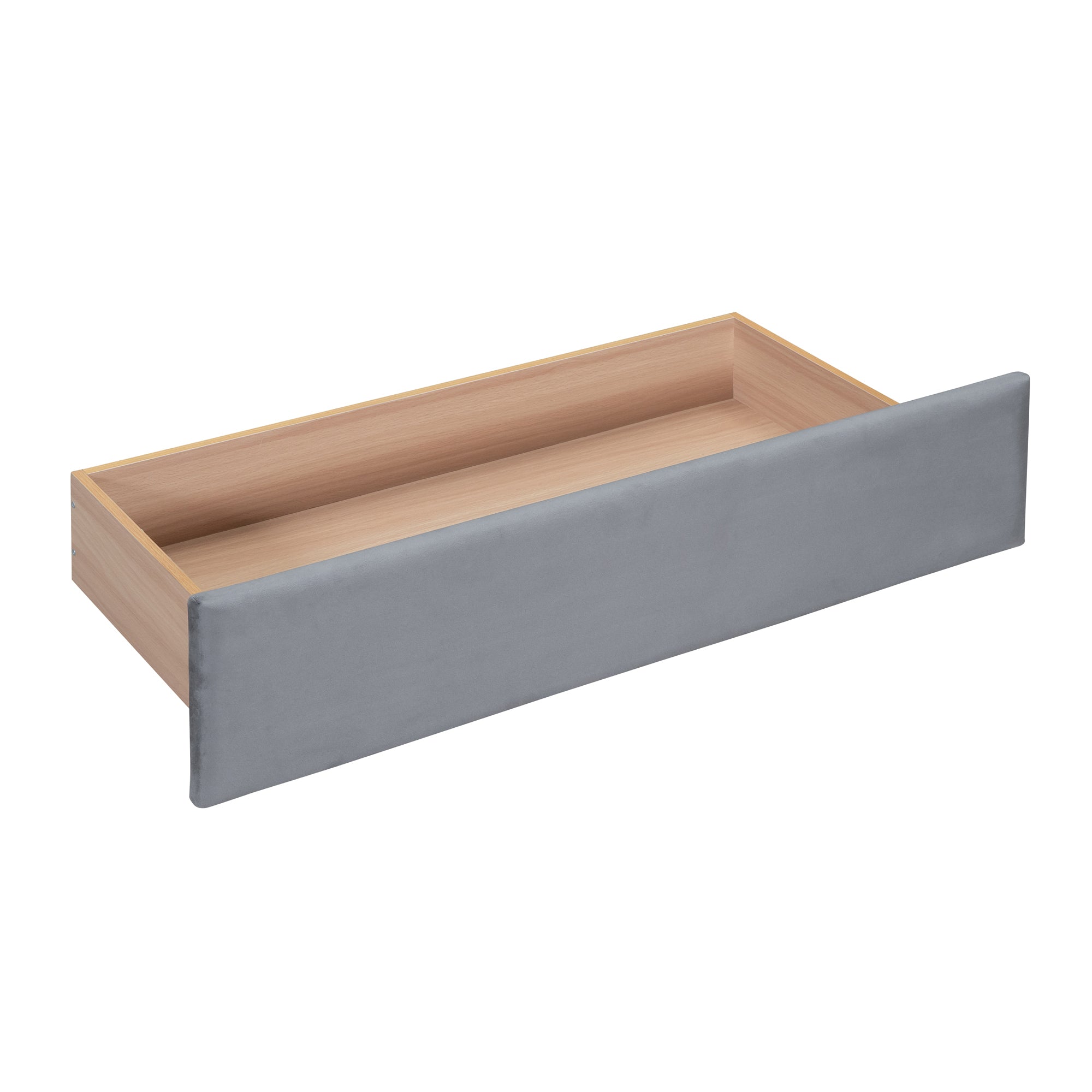 Twin Size Upholstered Daybed with Storage Armrest and 2 Drawers, Multi-functional Daybed with Cup Holder and a set of USB Ports and Sockets, Gray - Atlantic Fine Furniture Melbourne FL