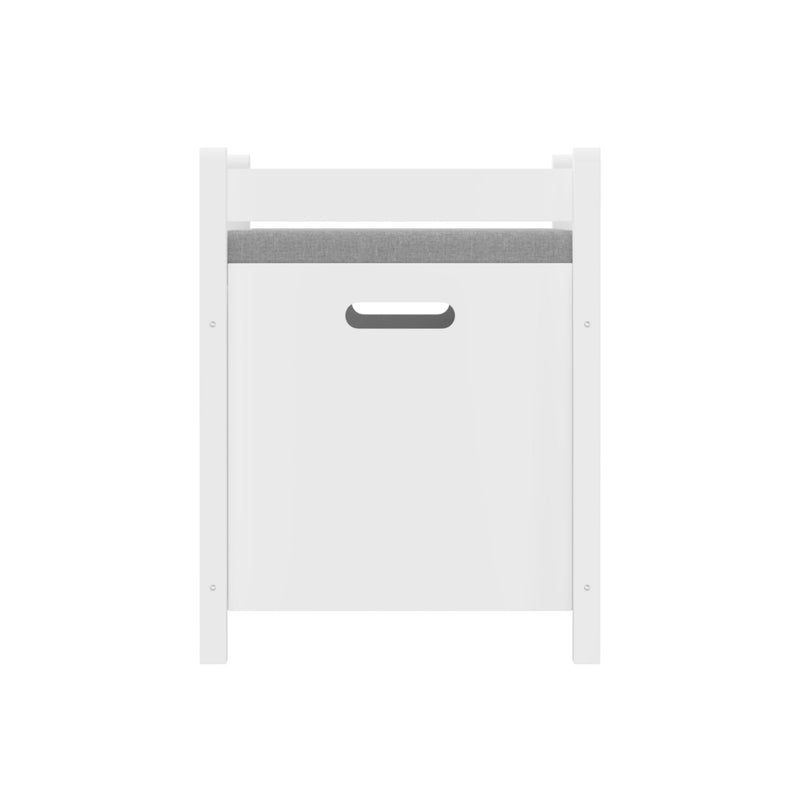 Kids Toy Box Chest Storage Cabinet With Cushion Seat Bench Flip Top Lid Safety Hinge - White