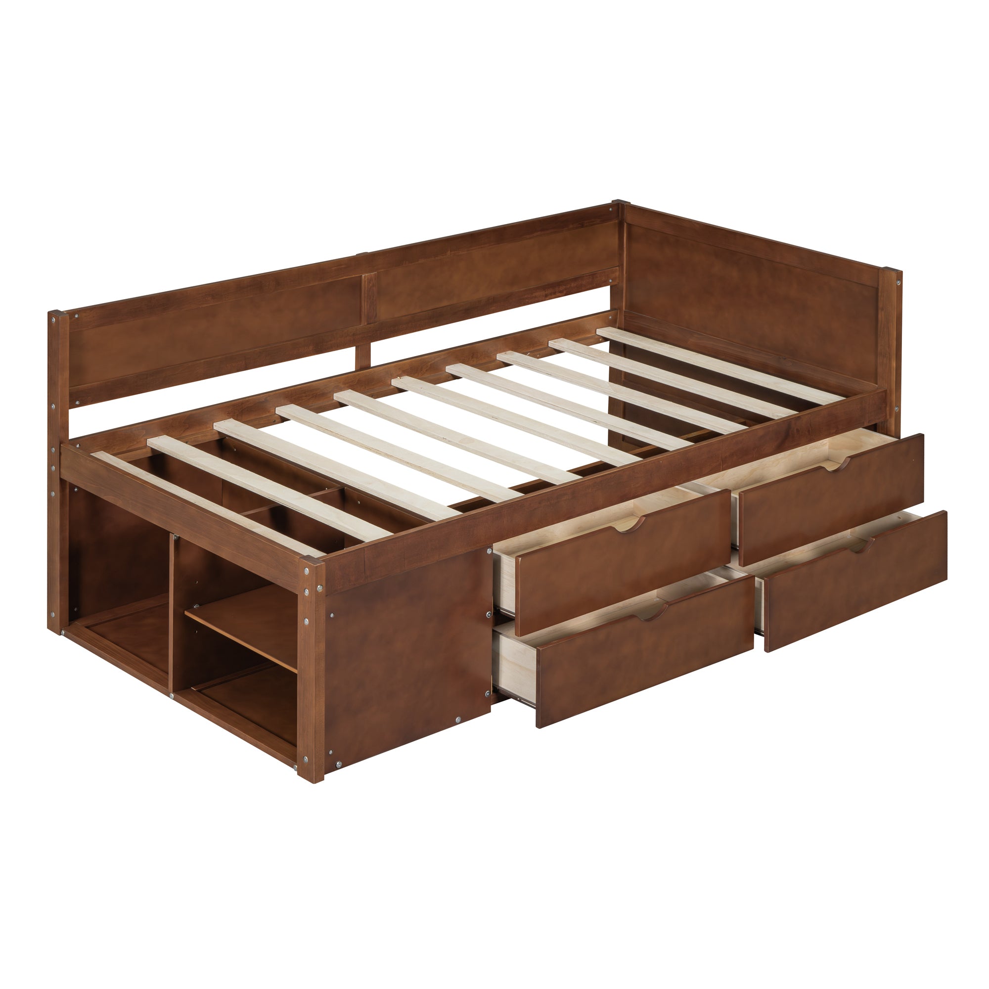 Twin Size Daybed with Drawers and Shelves, Walnut - Atlantic Fine Furniture Melbourne FL