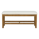 Topmax - 6 Piece Farmhouse Extendable Pedestal Dining Table Set With 18Inch Removable Leaf, Bench And 4 Ladder Back Dining Chairs