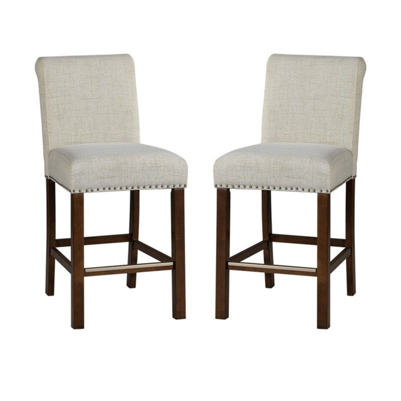 Upholstered Counter Stool With Nailhead Trim (Set of 2)