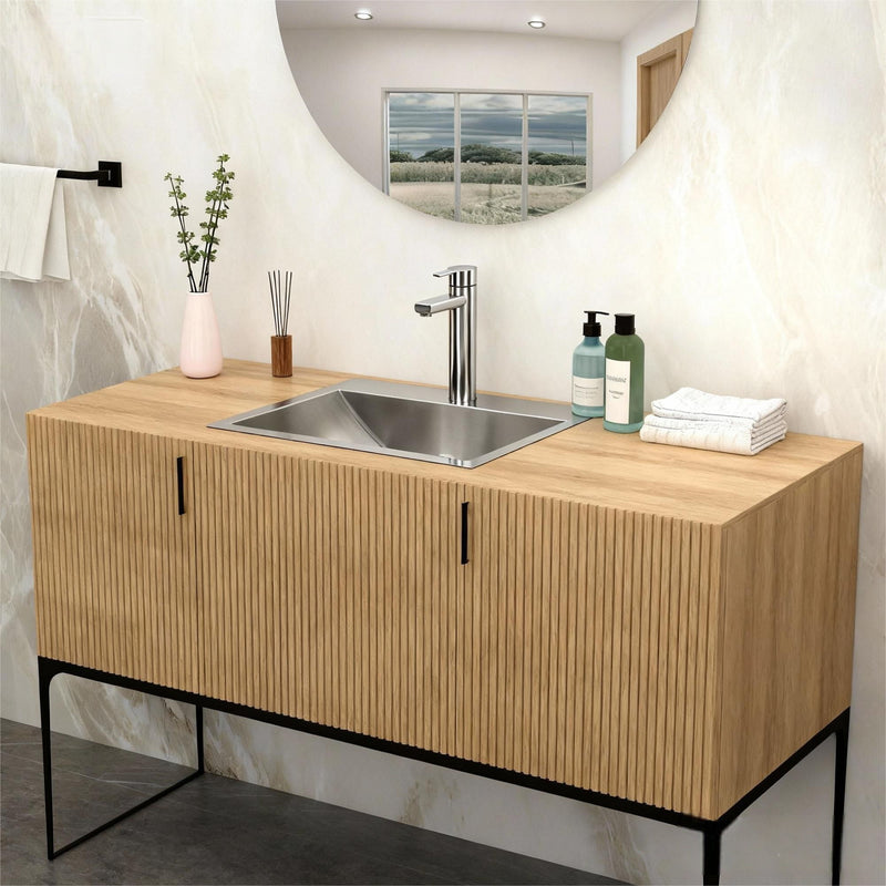 21 X 17" Drop In Bathroom Sink With Pop Up Drain, Stainless Steel Su304, Durable & Rust Resistant, Easy Installation - Brushed Nickel