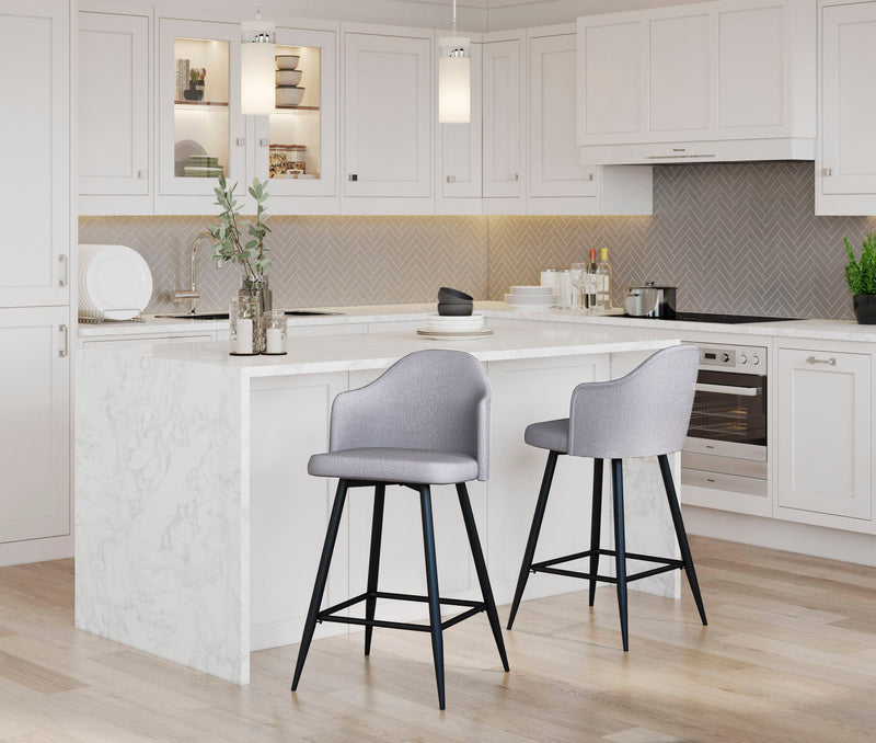 Ahoy - Contemporary Fixed Height Counter Stool With Square Footrest (Set of 2)