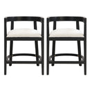 Modern Rubberwood Counter Stool Set With Upholstered Seats